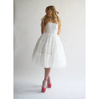 Square-neck Solid-color Wooden High-waist Flared Sleeveless Dress