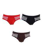 3 Pack Men's Mid-Rise Cotton Striped Briefs