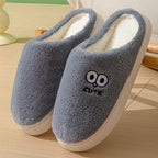 Cute Cartoon Big-eyes Slippers For Couples Winter Warm Non-slip Floor Bedroom Slipper Home Men And Women House Shoes