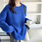 Thickened Loose-fitting Crew-neck Laid-back Style Sweater For Women