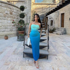 Summer Slim-fit Sexy Strapless Ombre Midi Dress