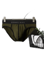 Men’s Spliced Lines U Convex Pouch Cotton Briefs