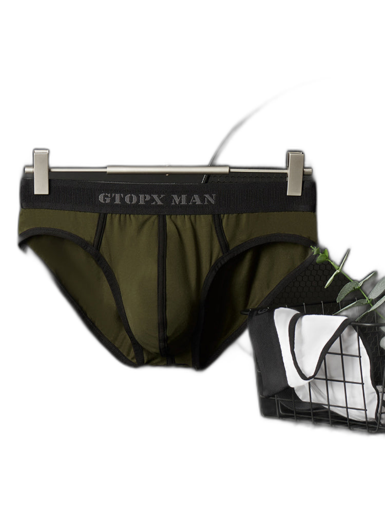 Men’s Spliced Lines U Convex Pouch Cotton Briefs