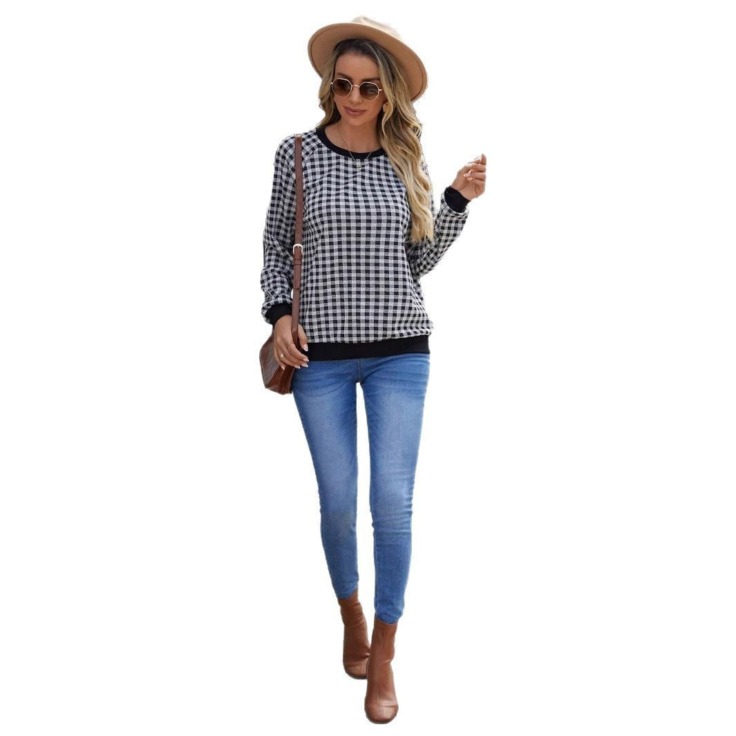 Japanese Sweet Plaid Pullover Long Sleeve Sweater