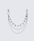 Silver Spiked Chain Belt Streetwear Accessory