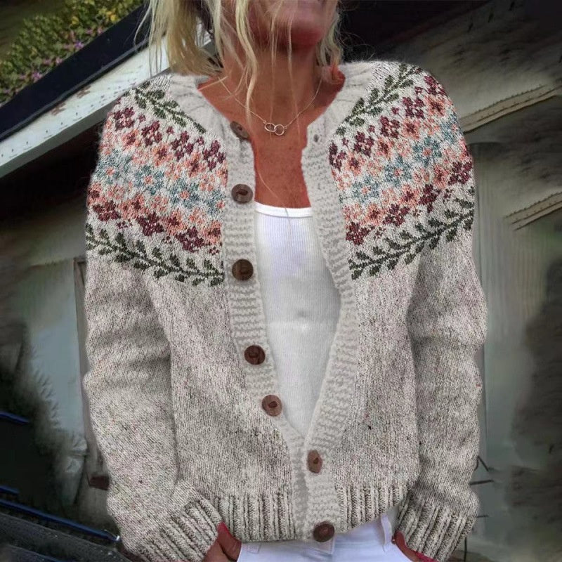 Cardigan Color-blocked Loose-fitting Fashionable Knitwear