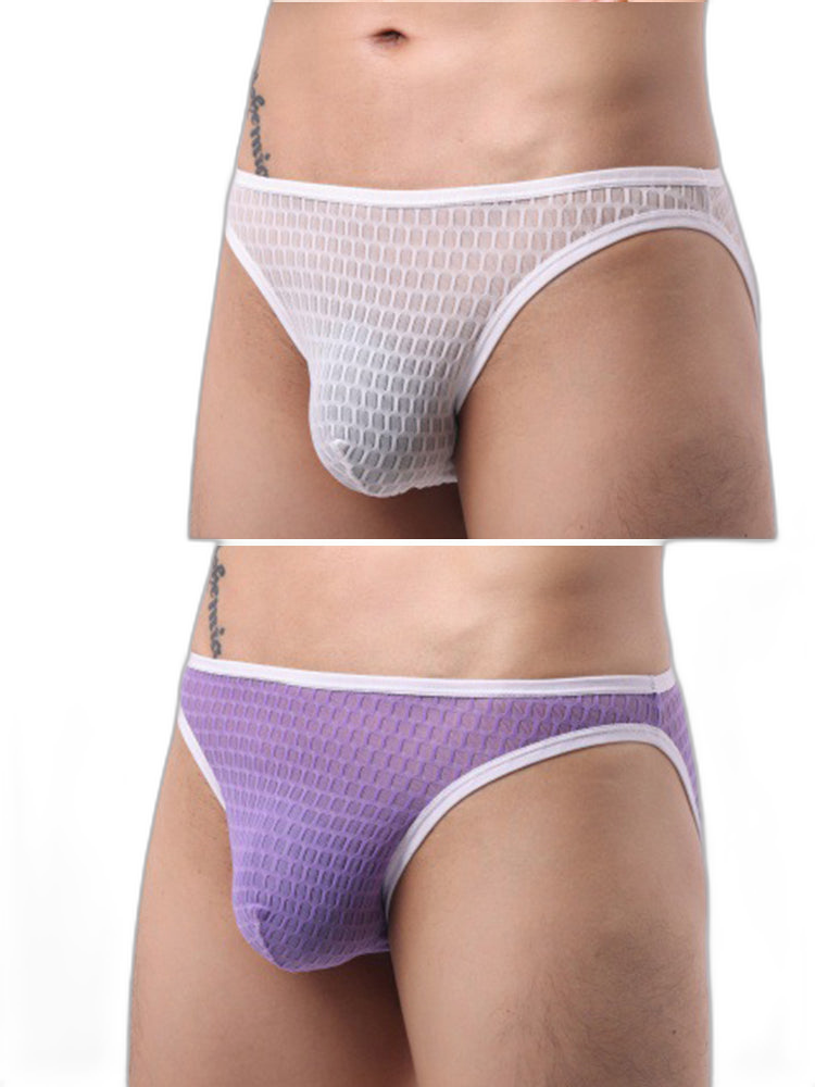 2 Pack Men's Solid-Color Checkered Briefs