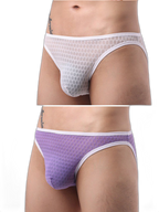 2 Pack Men's Solid-Color Checkered Briefs
