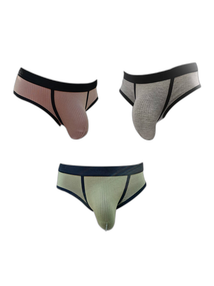 3 Pack Men's Seamless Comfort Large Supportive Pouch Sexy Low-Rise Briefs
