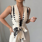 Summer Sleeveless Waistband Jumpsuit For Women