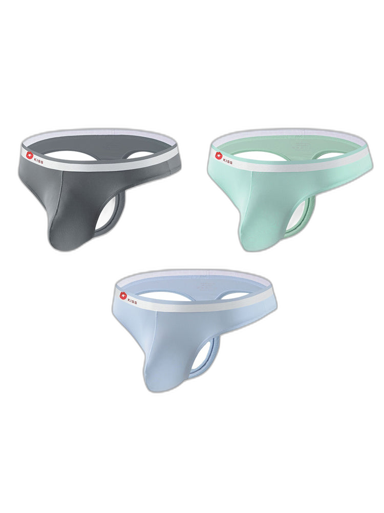 3 Pack Men's Ice Silk Sexy U-Shaped Pouch Kiss Thong