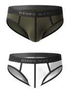 Men’s Spliced Lines U Convex Pouch Cotton Briefs