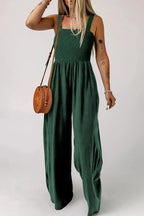 Smocked Square Neck Wide Leg Jumpsuit Women UK