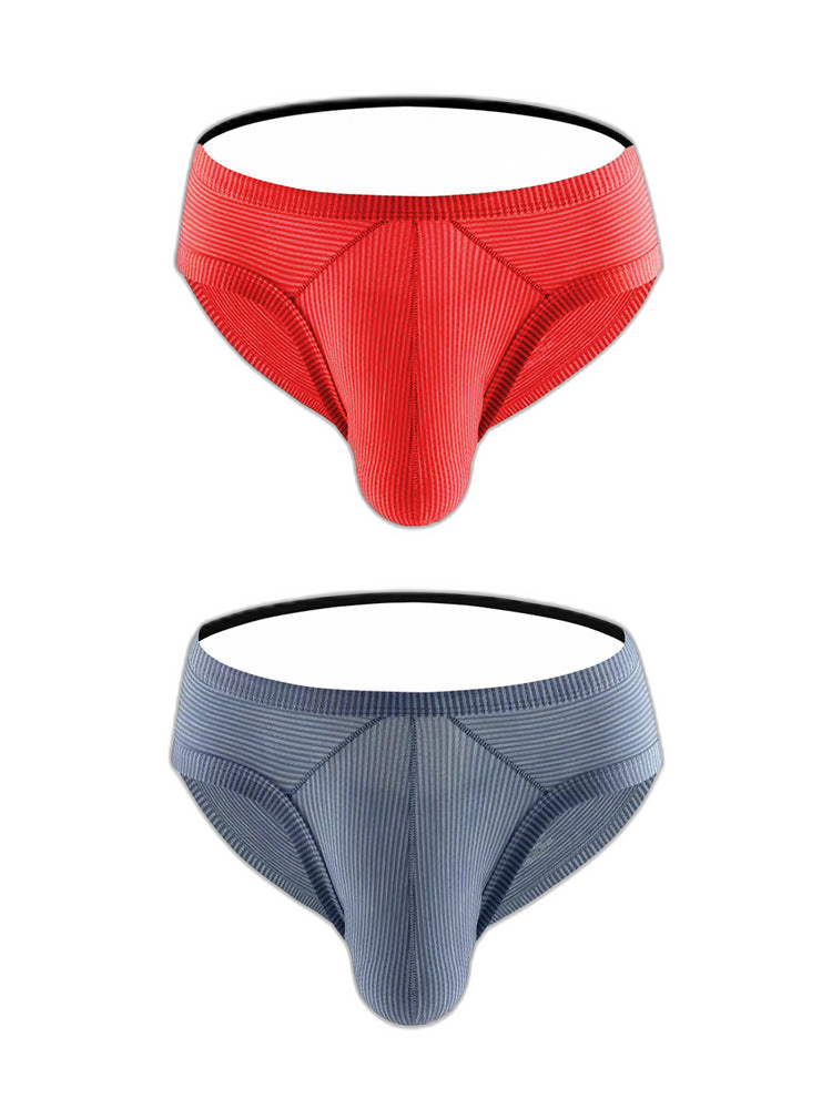 2 Pack Men's Low Rise Back Hollow 3D U-convex Large Pouch T-Back Briefs