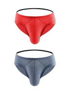 2 Pack Men's Low Rise Back Hollow 3D U-convex Large Pouch T-Back Briefs