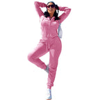 Women's Casual Silver Fox Fur Top And Pants Two-piece Set