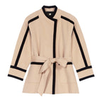 Casual Double-sided Woolen Coat Lace-up Contrast-color Mid-length