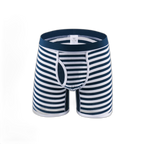 Men's Fly Front with Pouch Striped Cotton Boxer Briefs
