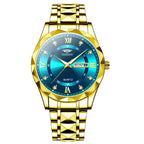 Men's Diamond Shell Calendar Watch - Stainless Steel Luxury Timepiece