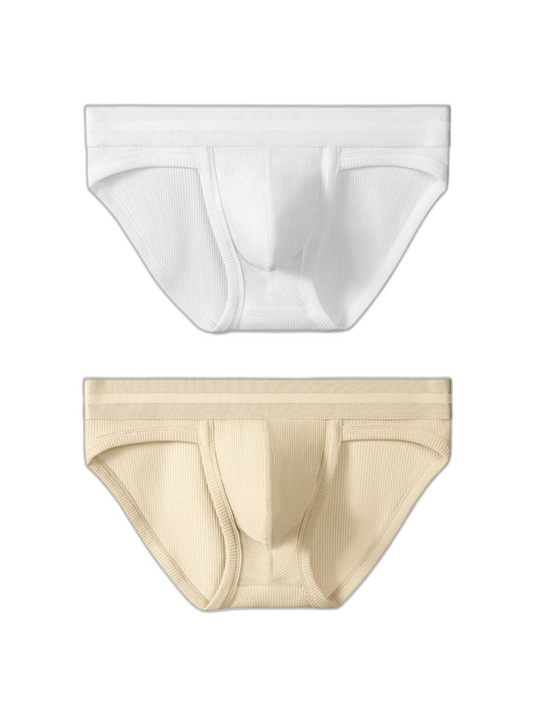 2 Pack Men's Waffle-Knit Cotton Separable Scrotum Support Briefs