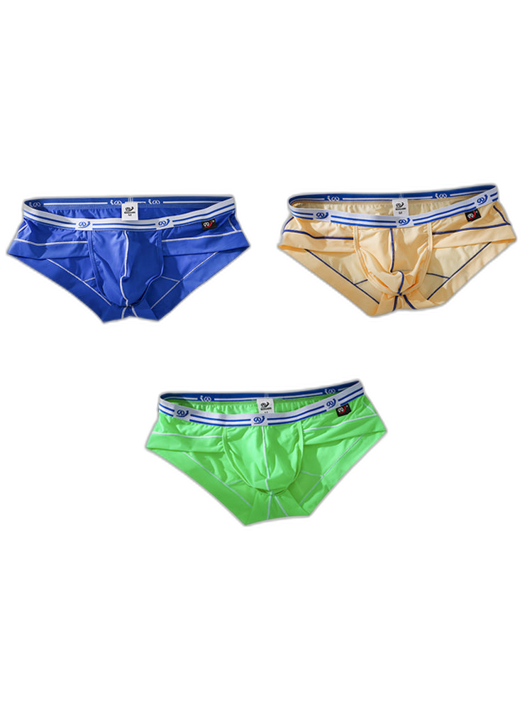 3 Pack Sexy Fashion Ice Silk Solid Color Men's Briefs
