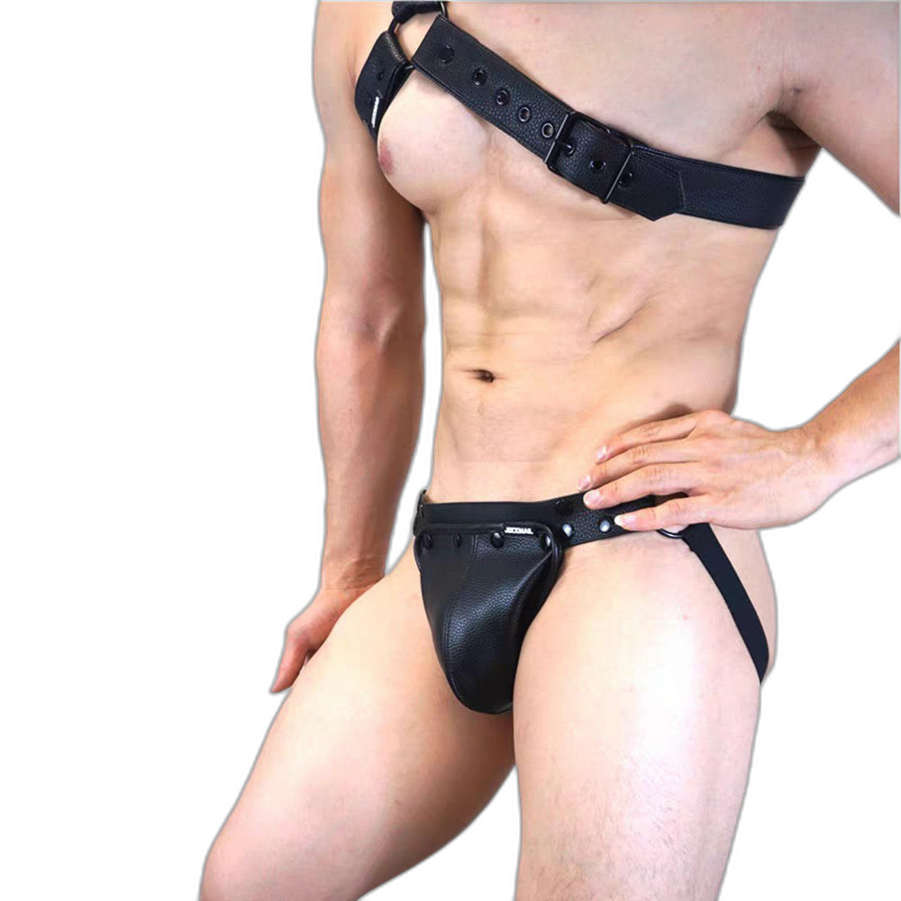 Studded Leather Harness & Jockstrap Set
