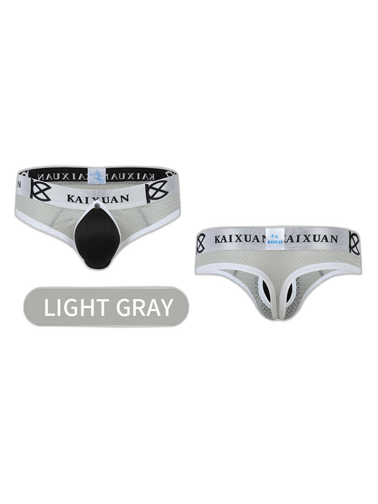 2 Pack Men's Breathable Mesh Removable U-Shaped Pocket Thongs