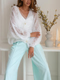 Casual Solid Color Hollow Knit Cardigan