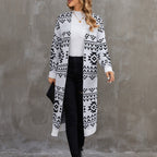 Jacquard Knit Sweater Jacket Casual Knitted Long Cardigan