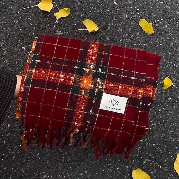 Fashionable And Versatile Women's Imitation Cashmere Scarf With Tassels For Students