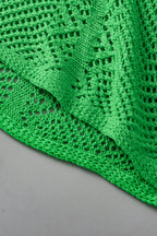 Green Pointelle Knit Scallop Trim Blouse Women UK
