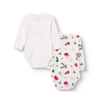HelloBaby Boys 2-Pack Long Sleeve Bodysuits Christmas Envelope Neck Long Sleeve - Ecru
