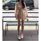 Elegant French-style Floral-print V-neck Long-sleeve Dress