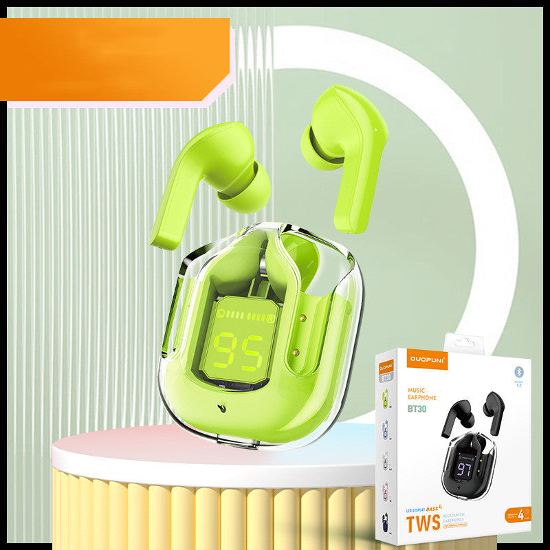 Premium Mini Transparent Wireless Earbuds - Bluetooth 5.3 ENC Noise Cancelling Headphones with Digital Display