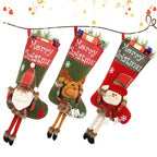 New Year Xmas Big Stockings Set Decorations Christmas 3D Plush Big Sock Christmas Tree Pendant Decorating Supplies