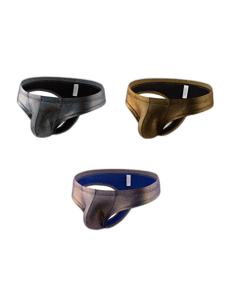 3 Pack Men's Sparkle Thongs in Solid Colors