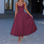 Elegant High-end Strapless Solid-color Long Dress