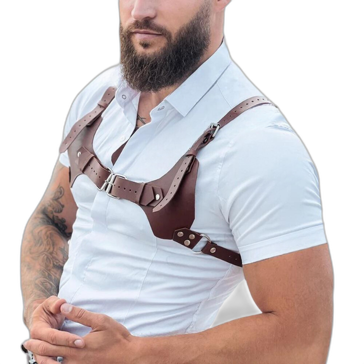 PU Leather Light Brown Chest Harness