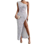 2023 Sexy Strapless Mermaid Sequin Split Dress