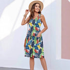 Female Versatile Sleeveless Printed Dress Spring And Summer