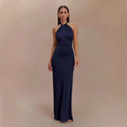Ins Bodycon Halter Dress Sexy Backless Slim Fit Waist Slimming Maxi Dresses Prom Party Club Clothing For Women