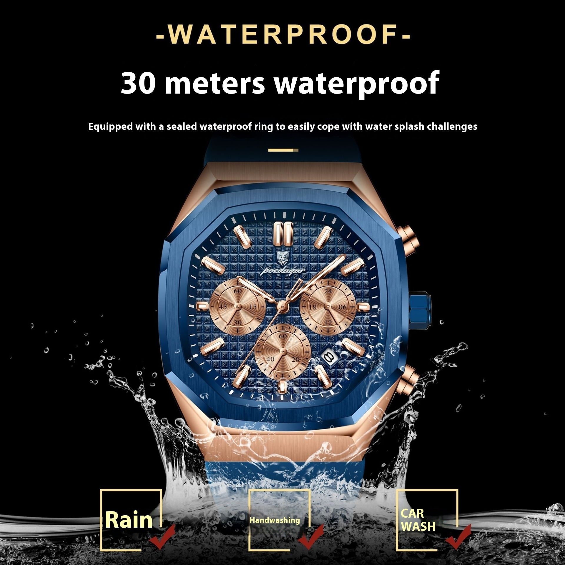 Multifunctional Six-pin Calendar Men's Watch Large Dial