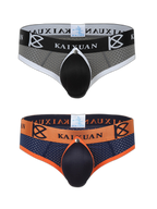 2 Pack Men's Breathable Mesh Removable U-Shaped Pocket Thongs