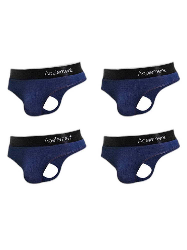 4 Pack Men's Low-Rise Stretchy U-Pouch Thongs