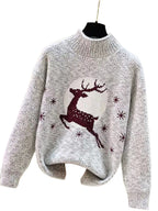 Women's Casual Christmas Half-Neck Pullover Jacquard Top