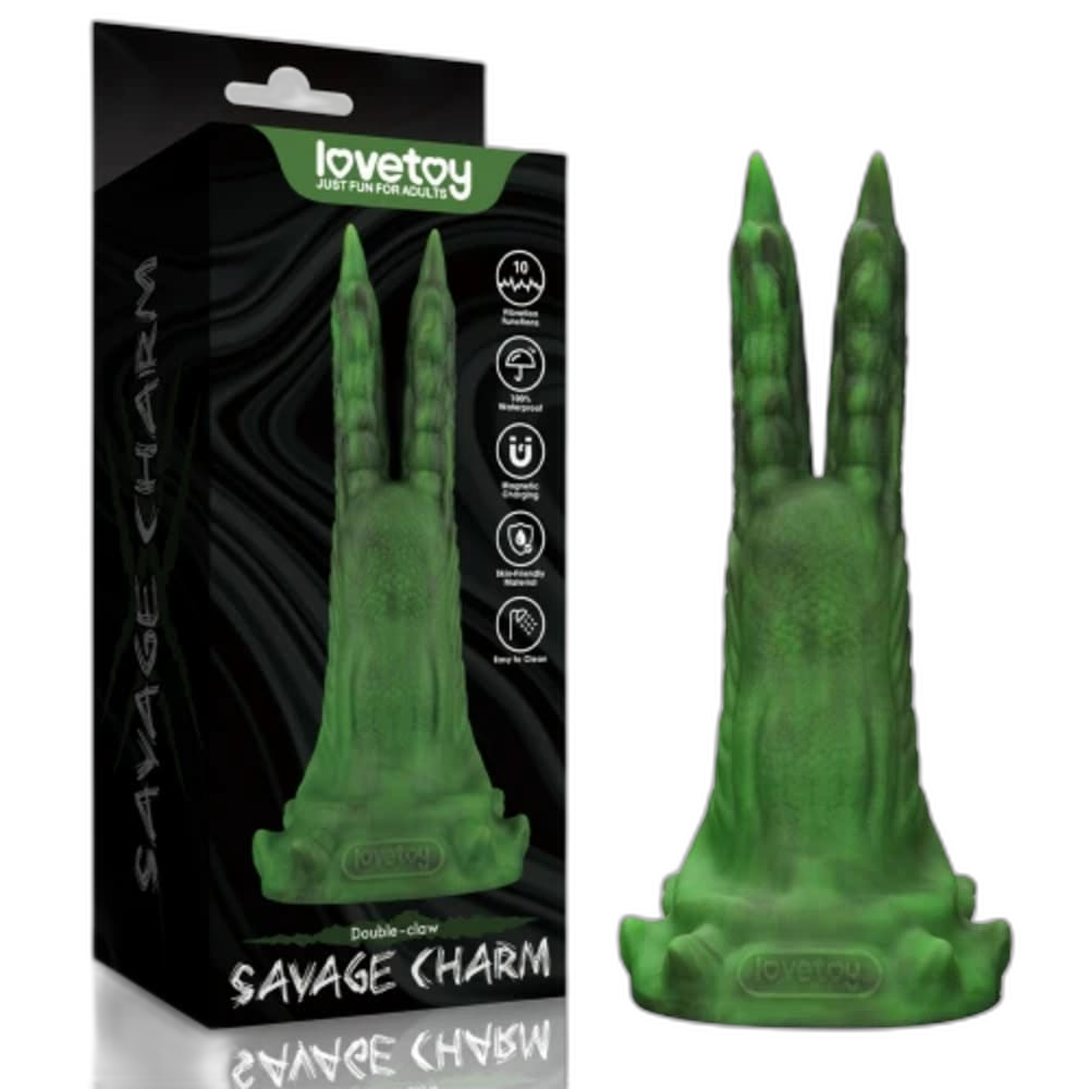 Savage Charm - Double Claw Vibrating Silicone Dildo - Fantasy Sex Toy