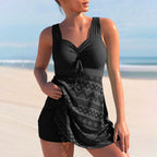 Korean Version Of Solid Color Lace One-piece Swimsuit
