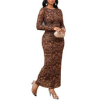 Women’s Retro Cashew Print Long Sleeve Dress – Elegant & Graceful Style