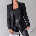 Cross-border Sequin Stitching Elegant Small Suit Jacket