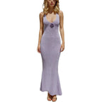 Sexy Slim-fit Strap Dress Backless Tight-fit Beautiful-back Knit Dress